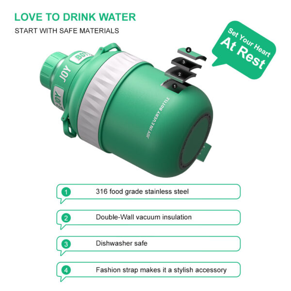 BOTTLE JOY Stainless-Steel Water Bottle: Leakproof Lid, Perfect Sip, Double Insulated, Eco-Friendly, Dishwasher Safe & Stylish Strap (Sea Turtle, 32/48 oz) - Image 7